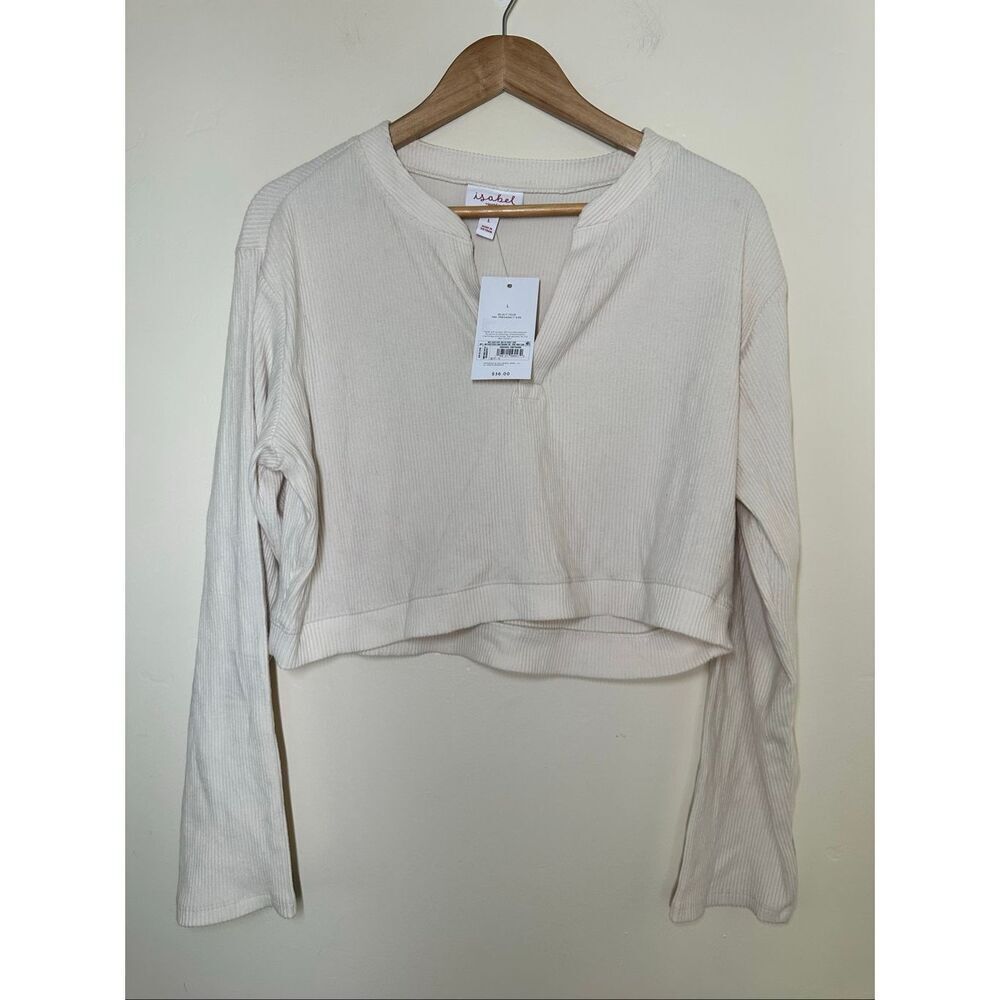 🌸 Isabel Maternity Ingrid and Isabel Cream Ribbed Long Sleeve Top Size Large New